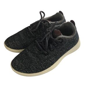 Women's Allbirds Wool Runner Mizzles In Dark Gray and Natural White. Size 8